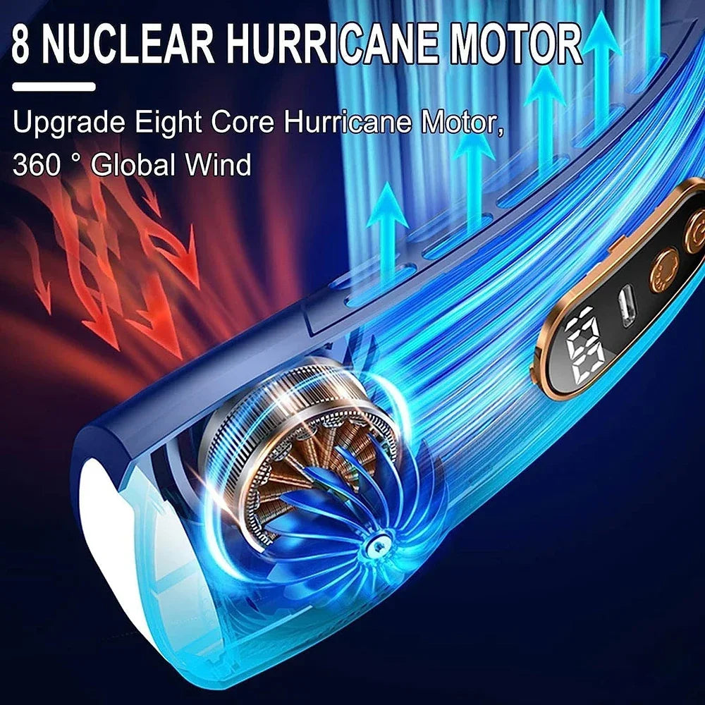 Ventilateur de Cou Sans Lame — 5 Vitesses, Affichage LED, Recharge USB-C