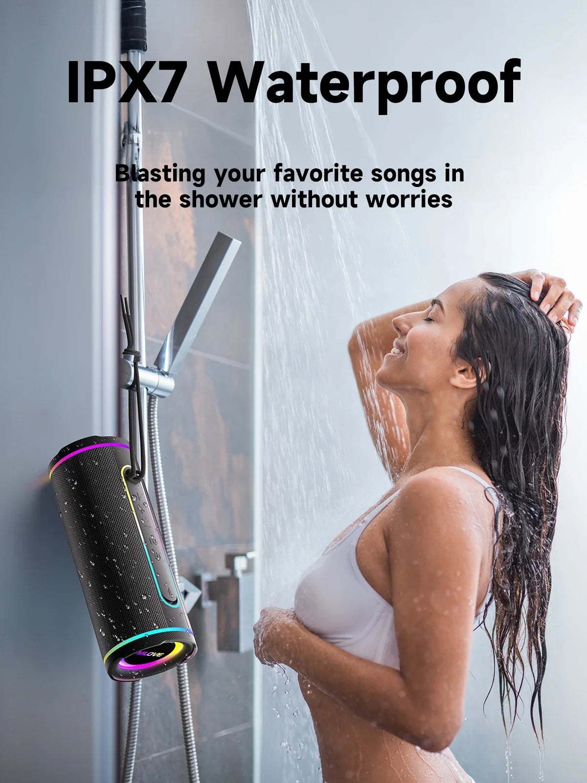 Enceinte Bluetooth Portable MLOVE E80 — 30W, IPX7, RGB, 10h d'Autonomie