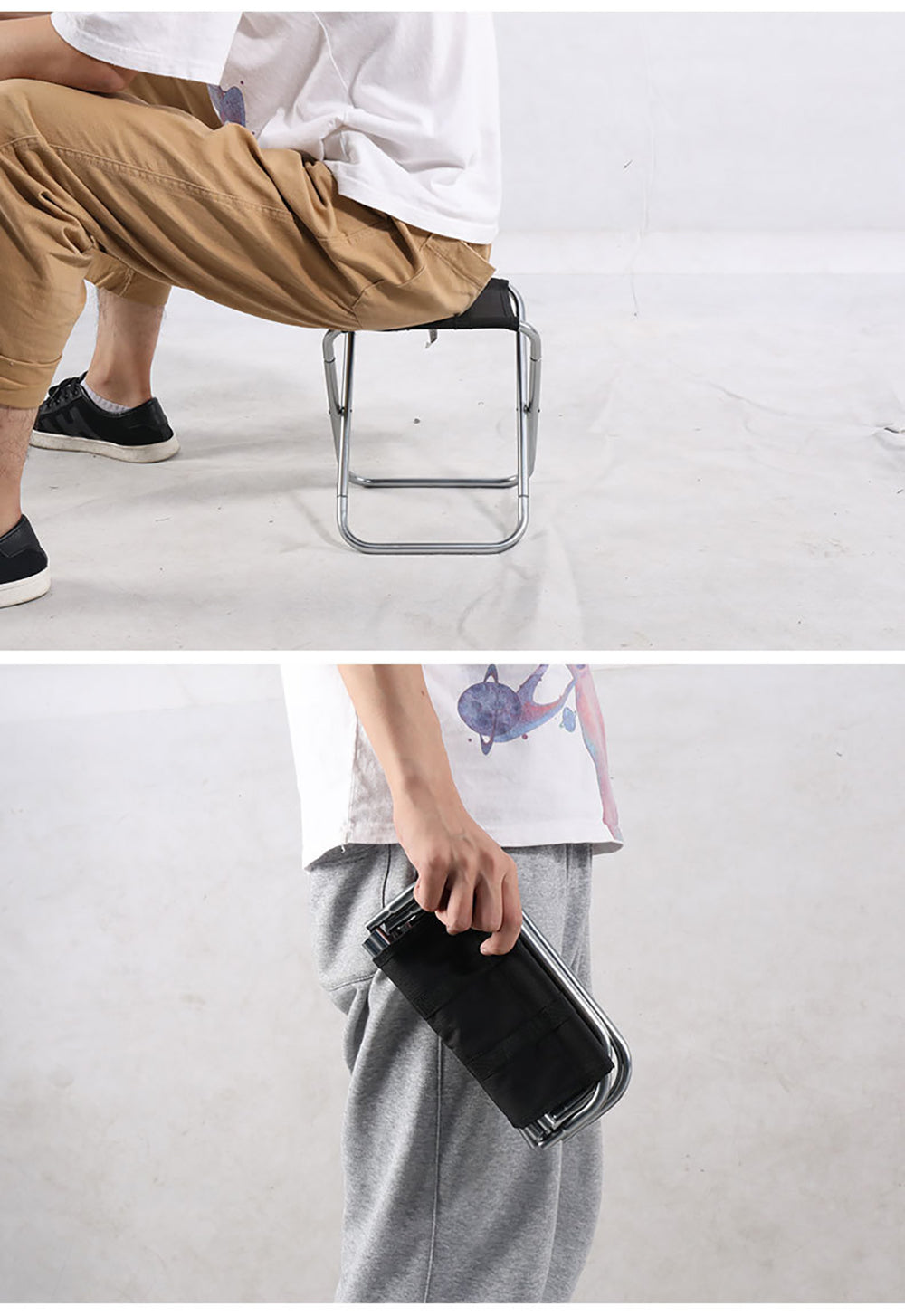 Chaise pliante en métal et toile écologique