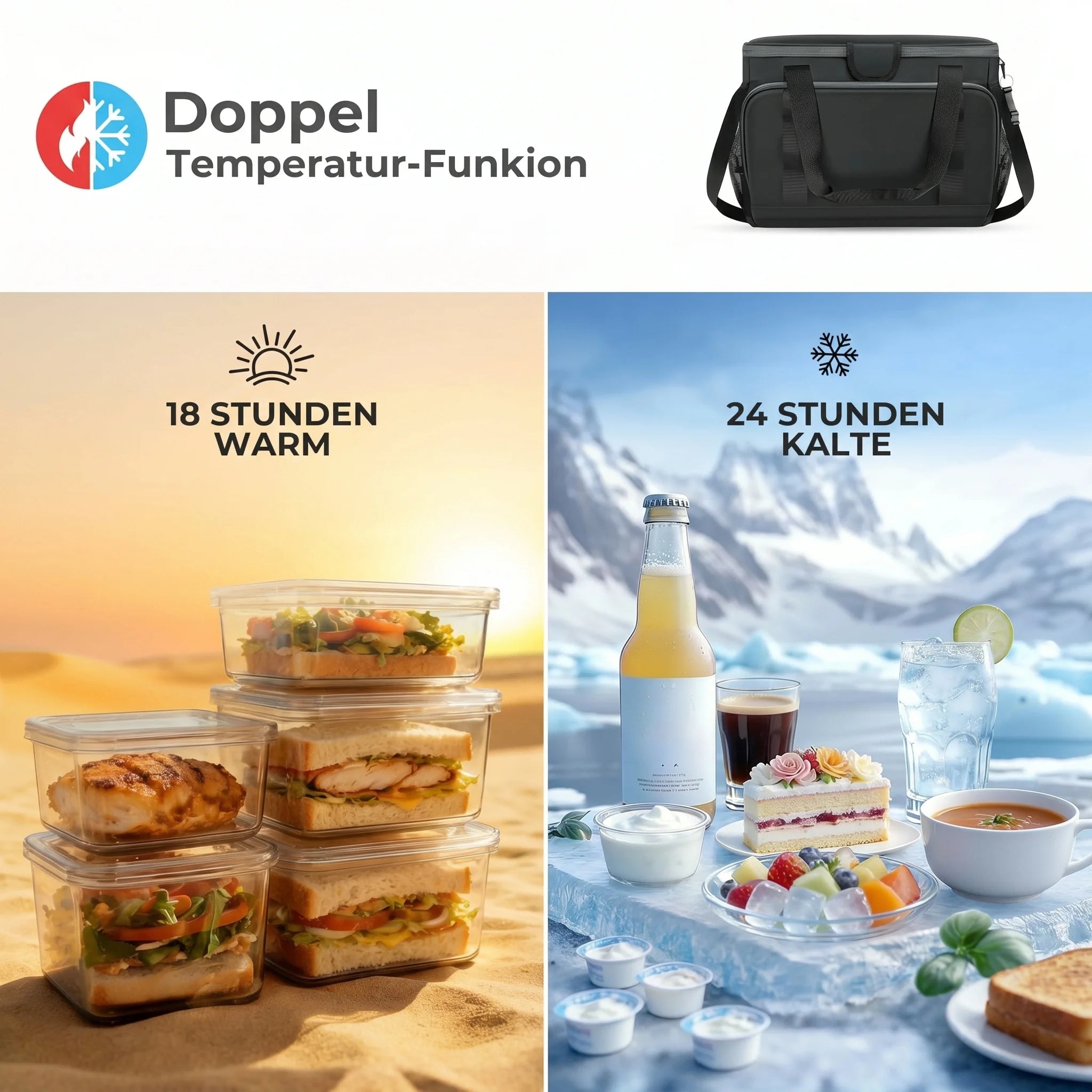 Sac Isotherme 33L — Chaud 18h / Froid 24h, Imperméable, Picnic & Voyage