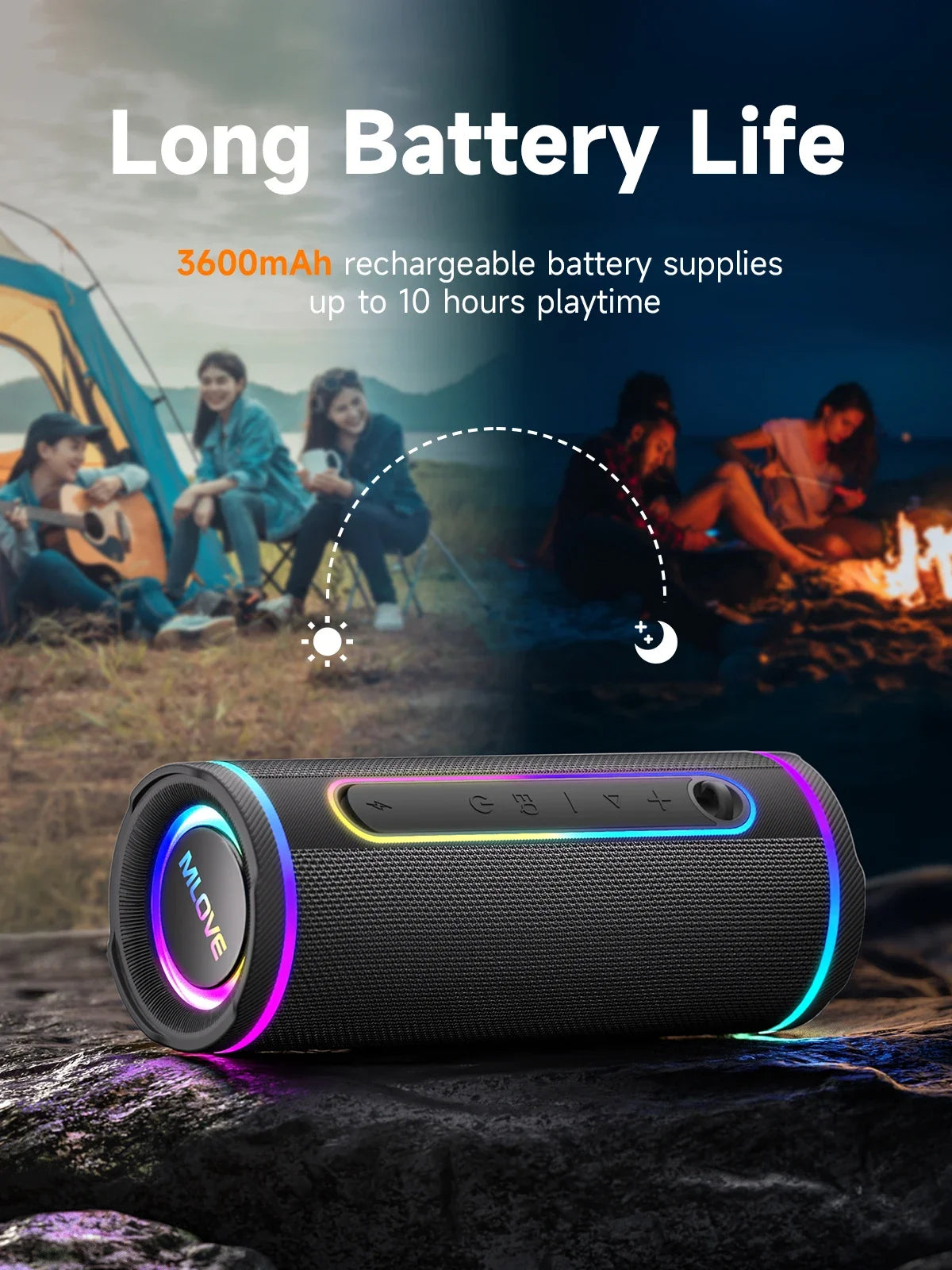 Enceinte Bluetooth Portable MLOVE E80 — 30W, IPX7, RGB, 10h d'Autonomie
