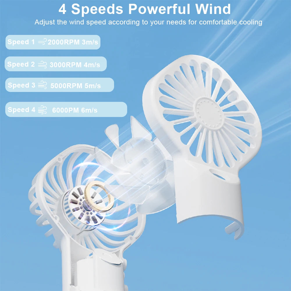 Mini Ventilateur Brumisateur Portable COOSKR — 4 Vitesses, USB, 10h d'Autonomie