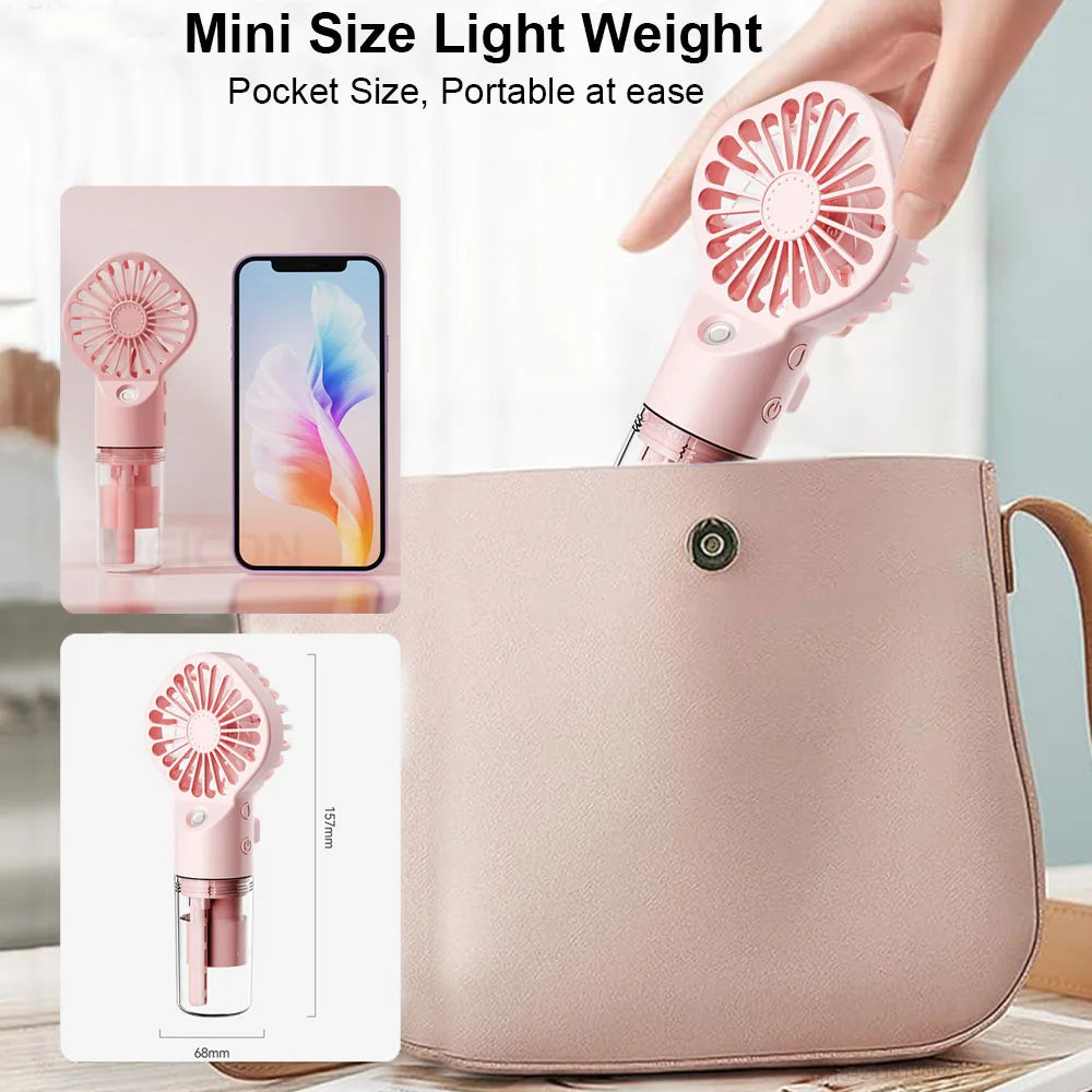 Mini Ventilateur Brumisateur Portable COOSKR — 4 Vitesses, USB, 10h d'Autonomie