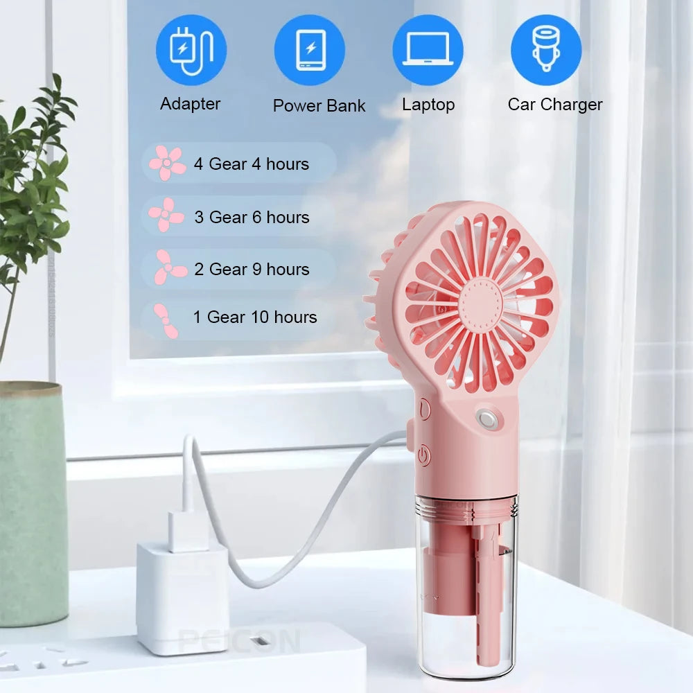 Mini Ventilateur Brumisateur Portable COOSKR — 4 Vitesses, USB, 10h d'Autonomie